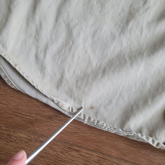 Vintage BB Brand Shirt Mens 20 2XL ? Khaki Twill Button Up Work Pockets USA Flaw - Picture 8 of 16